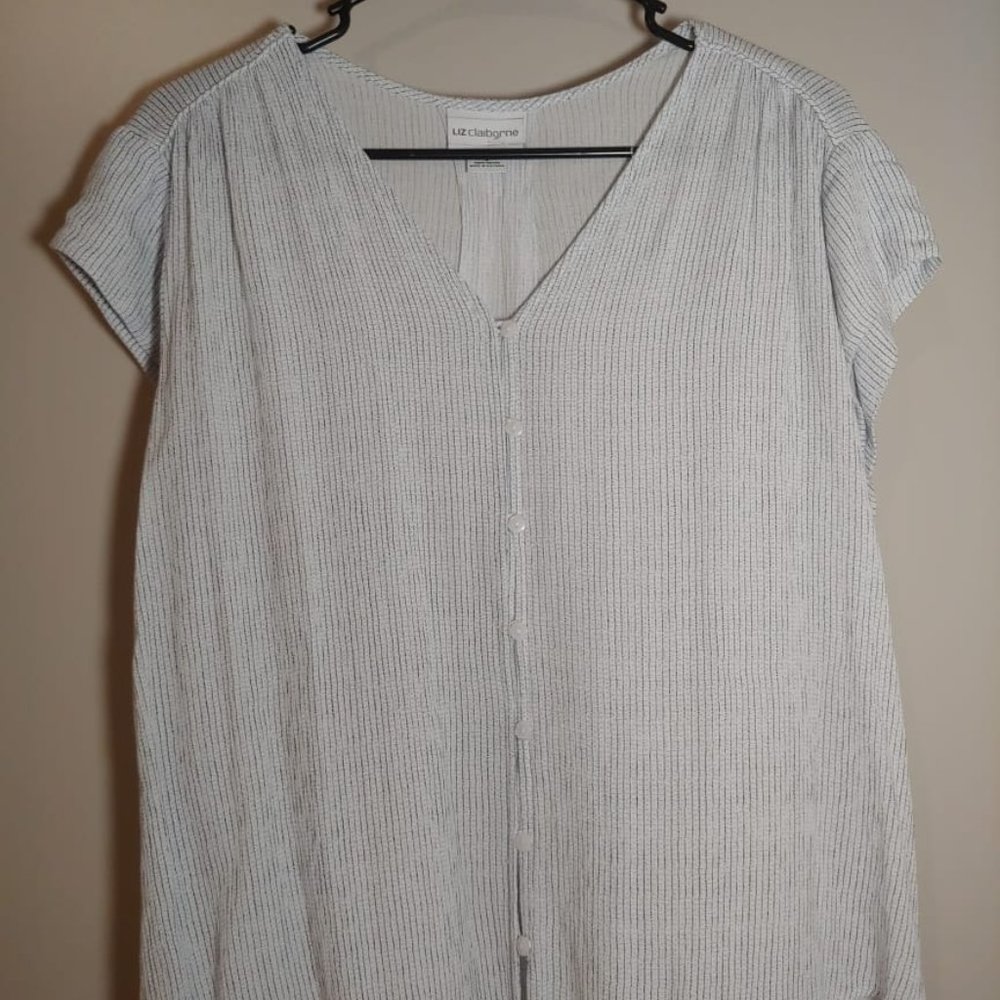 Liz Claiborne Striped White Button Shirt